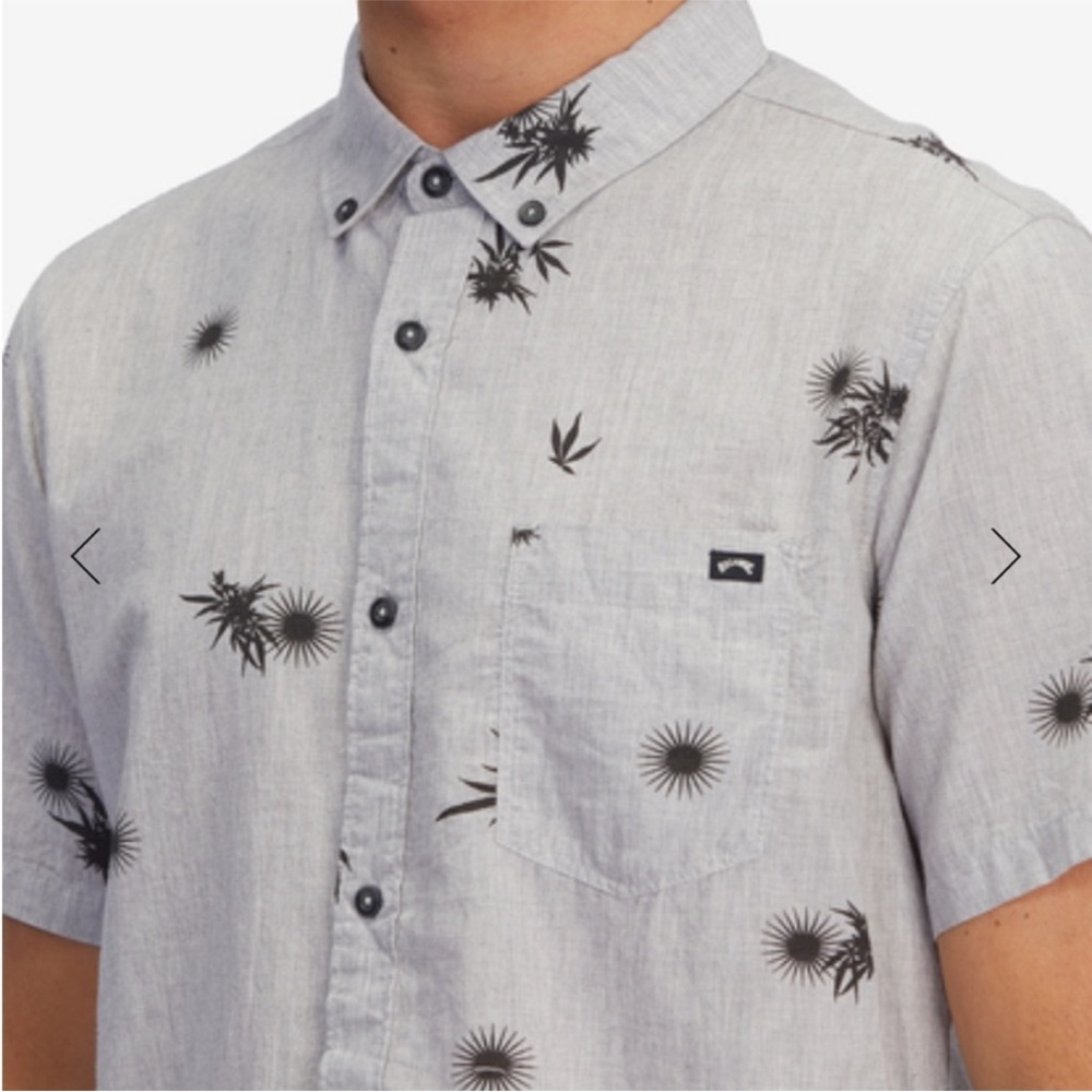 Billabong Sundays Shirt Light Gray Heather and Black, Size Large